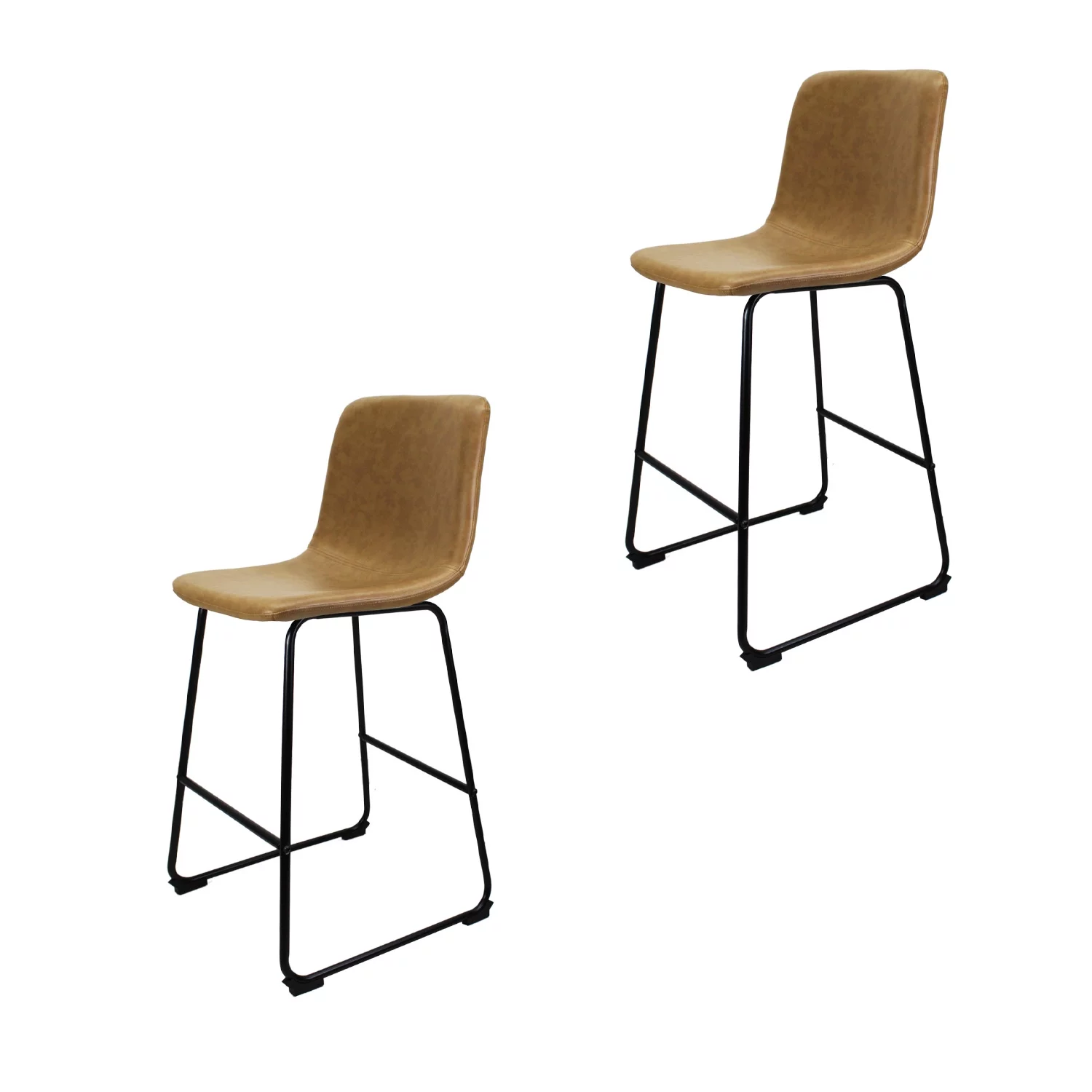 Set de 2 Bancos Phoenix Mundo In 65cm Tapizado Pu Acero color Café