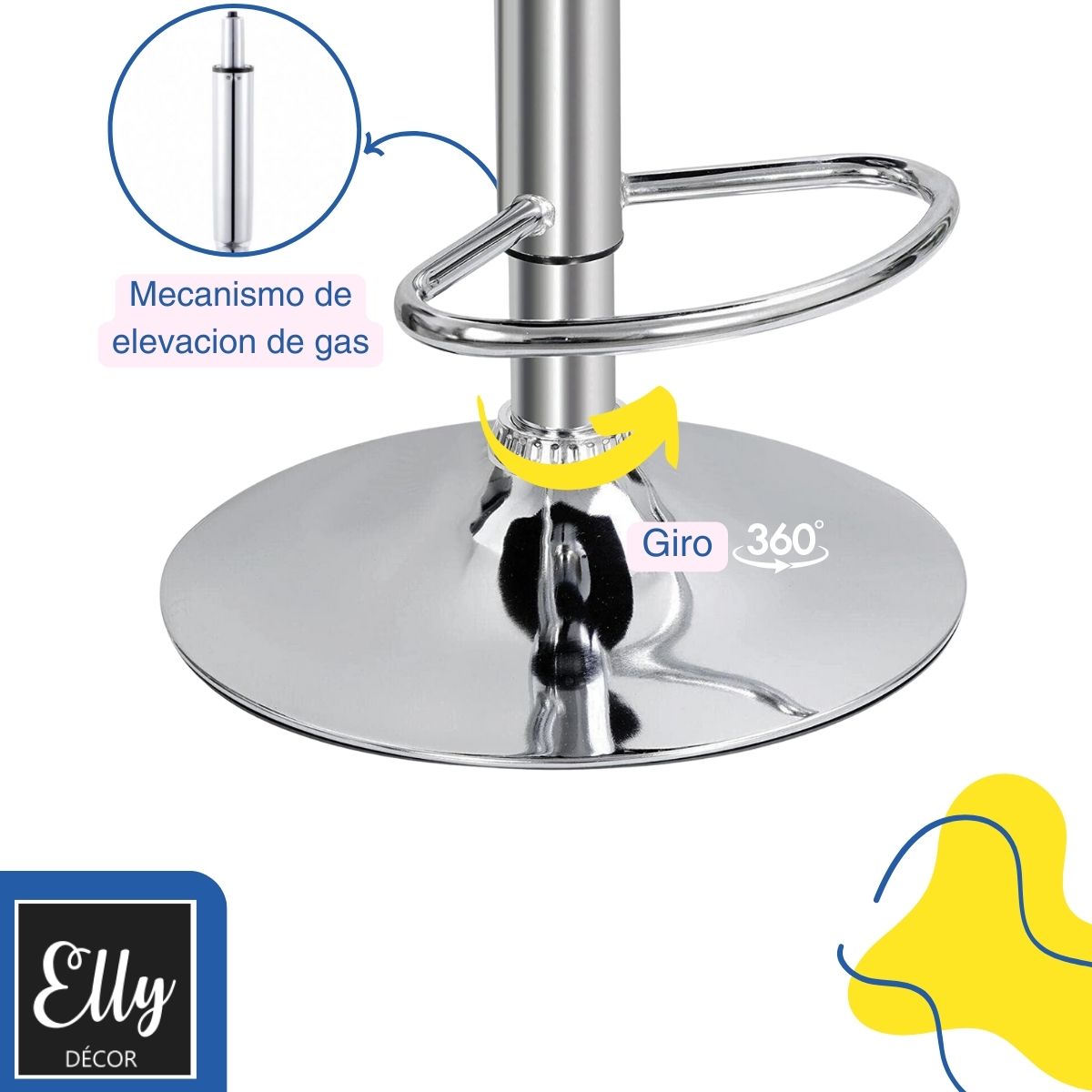 Foto 4 pulgar | Silla Para Bar Elly Decor ED-SARABK02 Con Respaldo 2 Piezas Color Negro