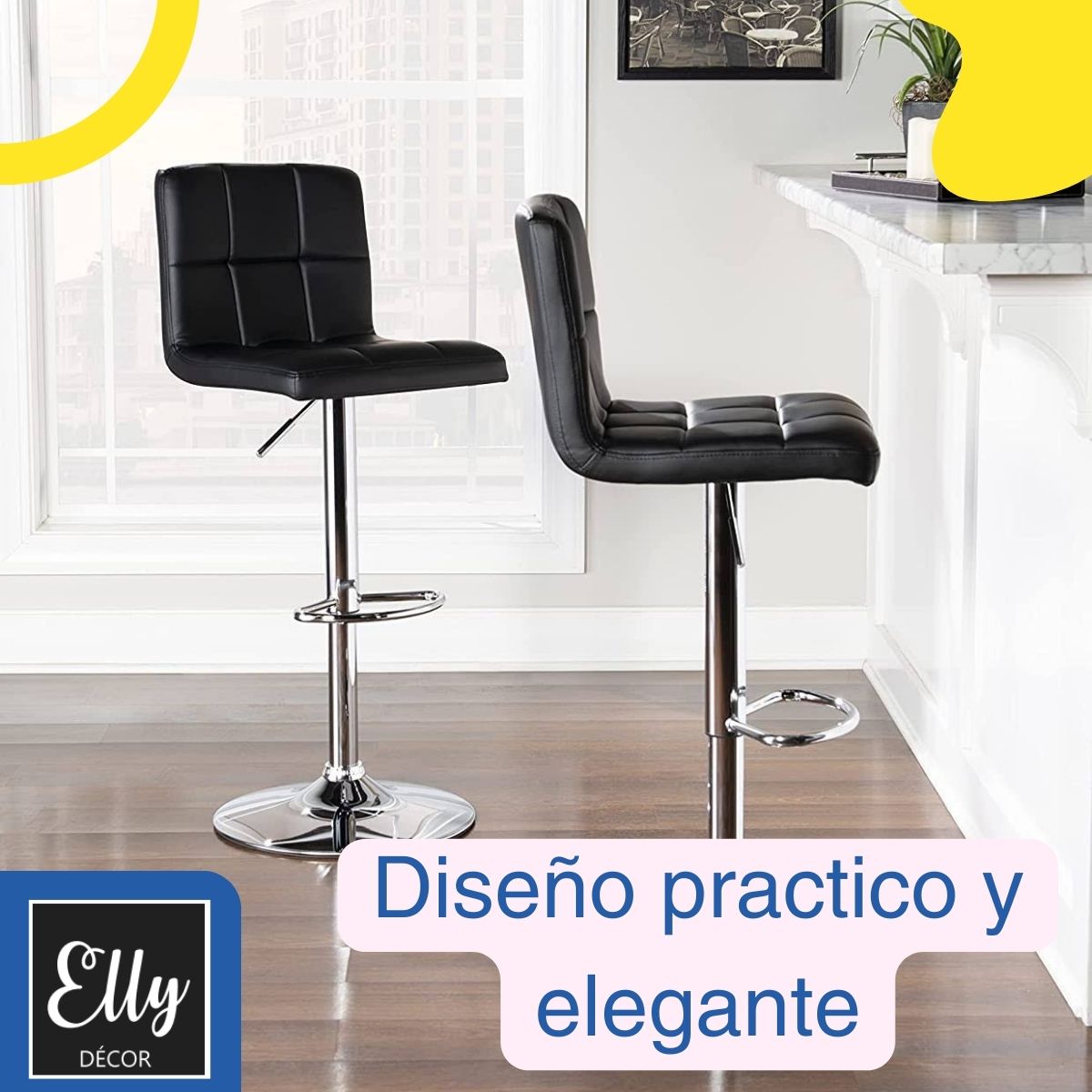 Foto 5 pulgar | Silla Para Bar Elly Decor ED-SARABK02 Con Respaldo 2 Piezas Color Negro