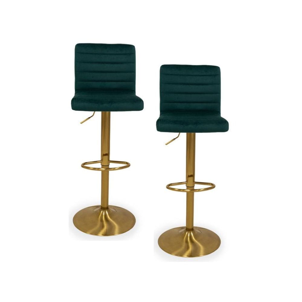 Set De 2 Bancos de Bar Tamarindo Kode Tela Verde con Dorado $6,479