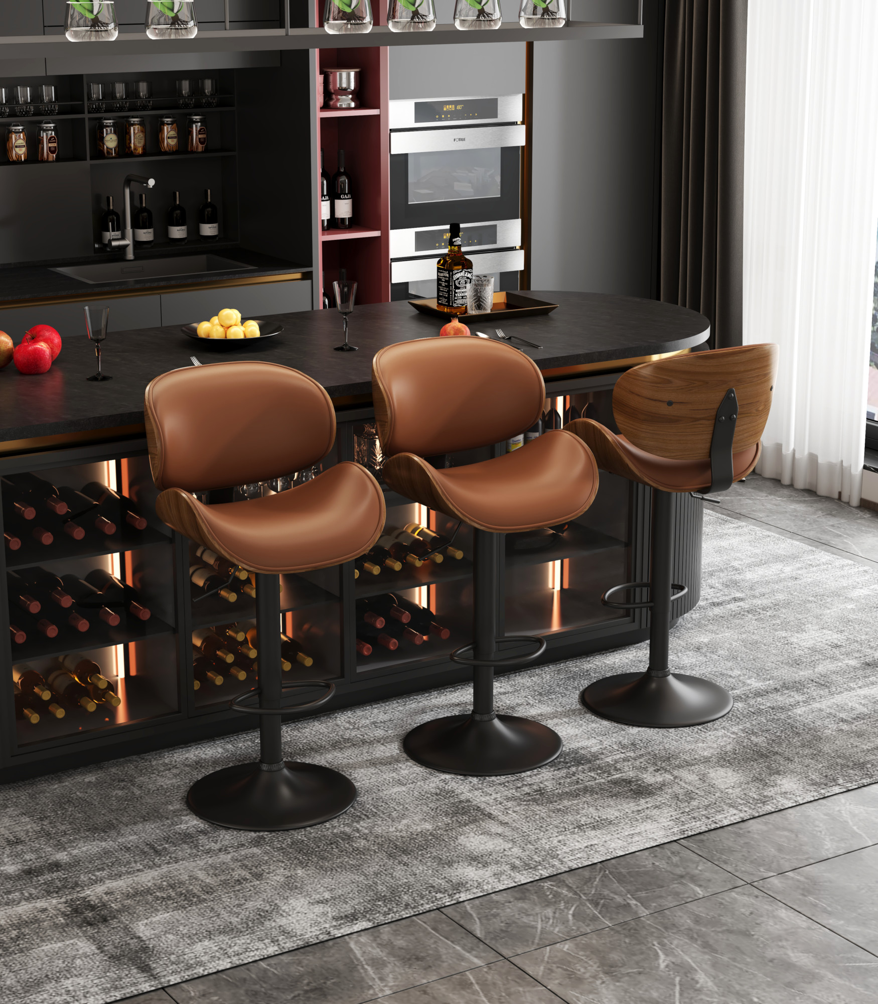 Foto 7 | Banco Giratorio Premium Con Respaldo Cocina/barra Color Marrón