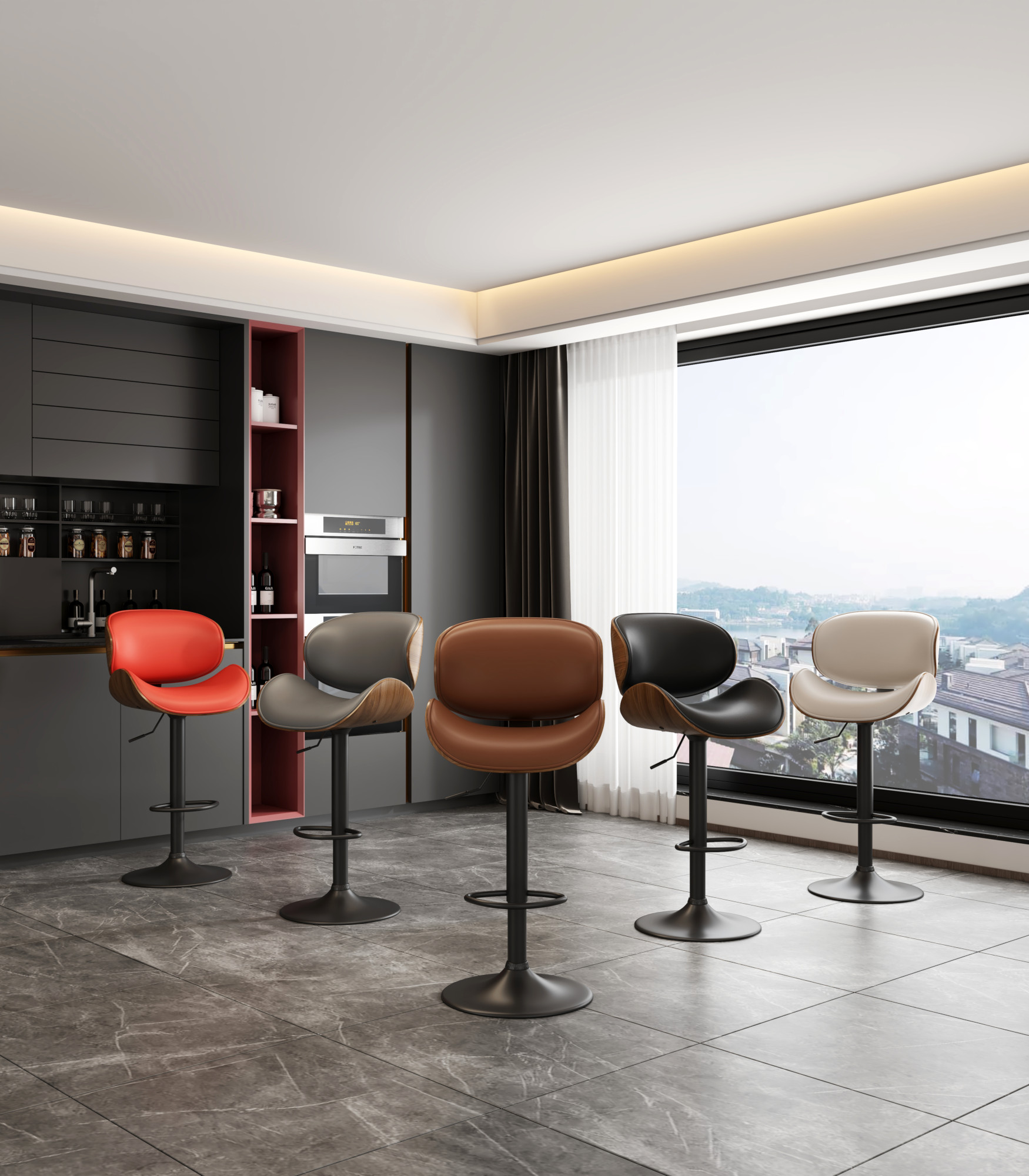 Foto 8 | Banco Giratorio Premium Con Respaldo Cocina/barra Color Marrón