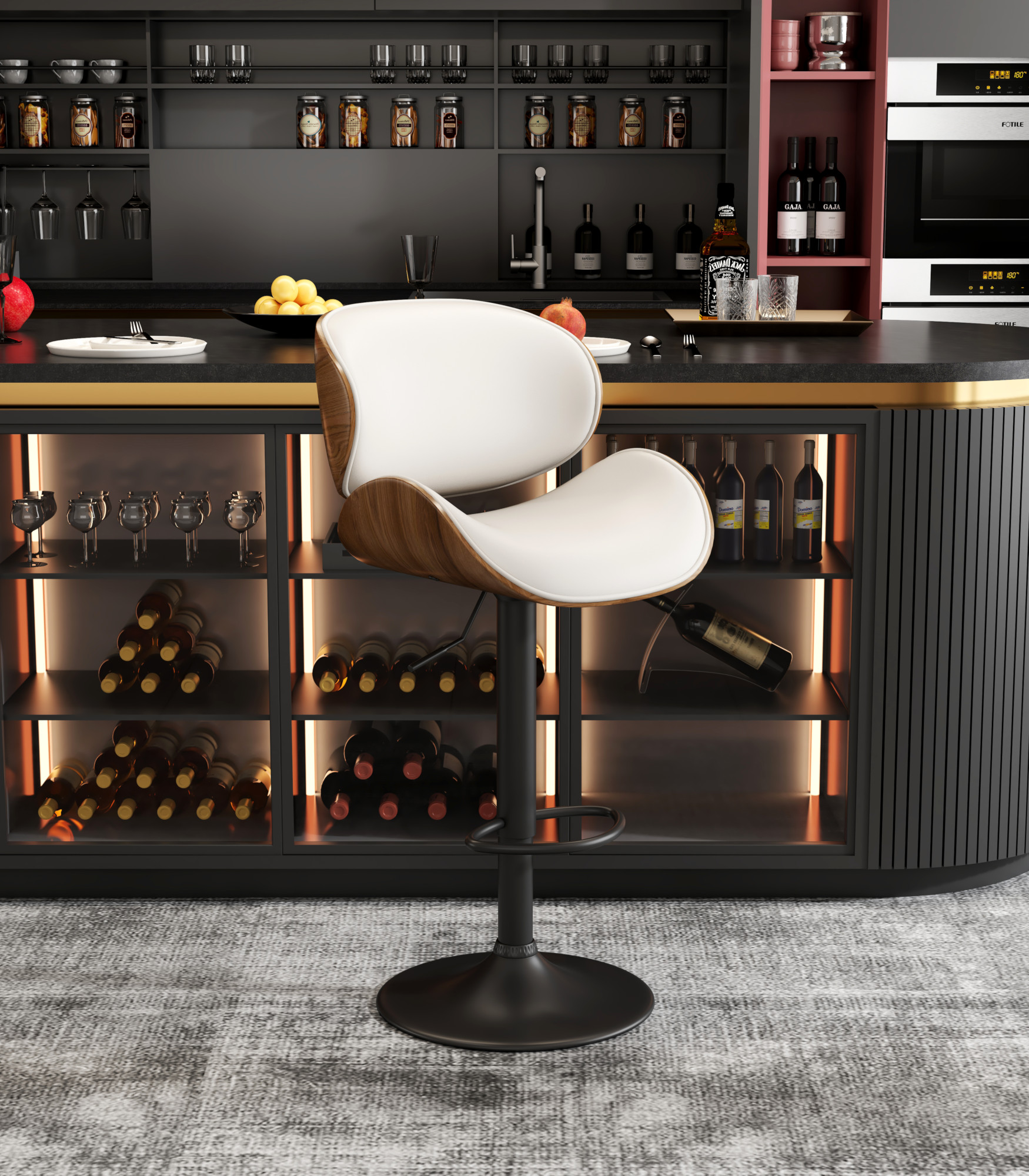 Foto 7 | Banco Giratorio Premium Con Respaldo Cocina/barra Color Blanco