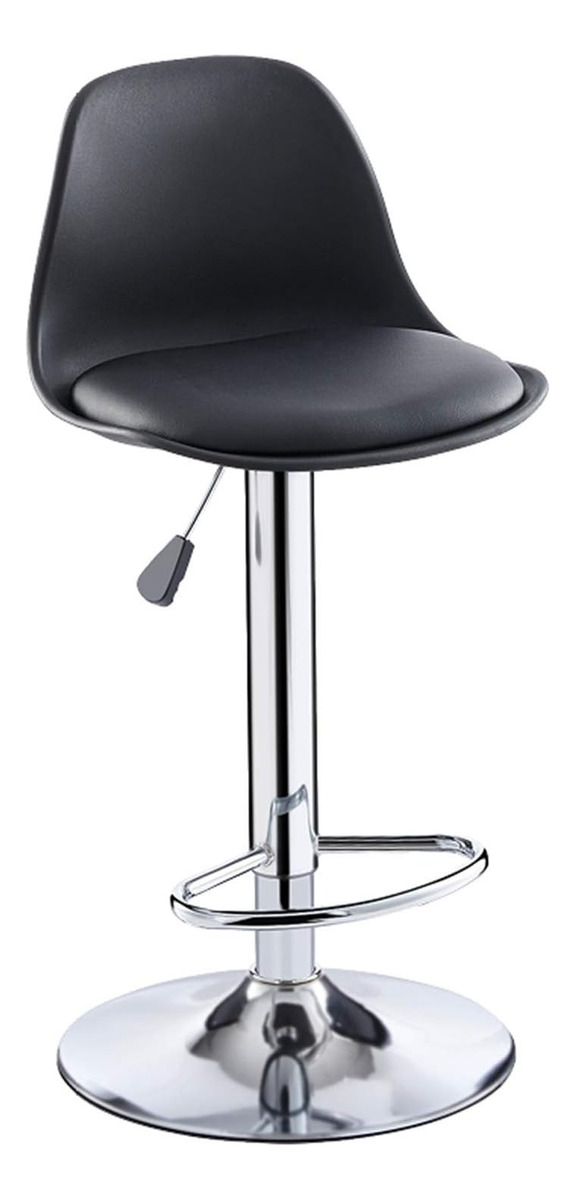 Silla Ajustable Banco Acolchado Giratorio Con Respaldo Alto Color Negro