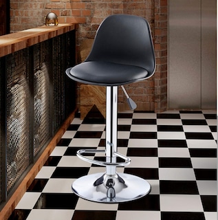 Foto 3 | Silla Ajustable Banco Acolchado Giratorio Con Respaldo Alto Color Negro