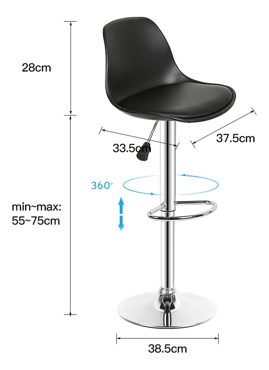 Foto 5 pulgar | Silla Ajustable Banco Acolchado Giratorio Con Respaldo Alto Color Negro