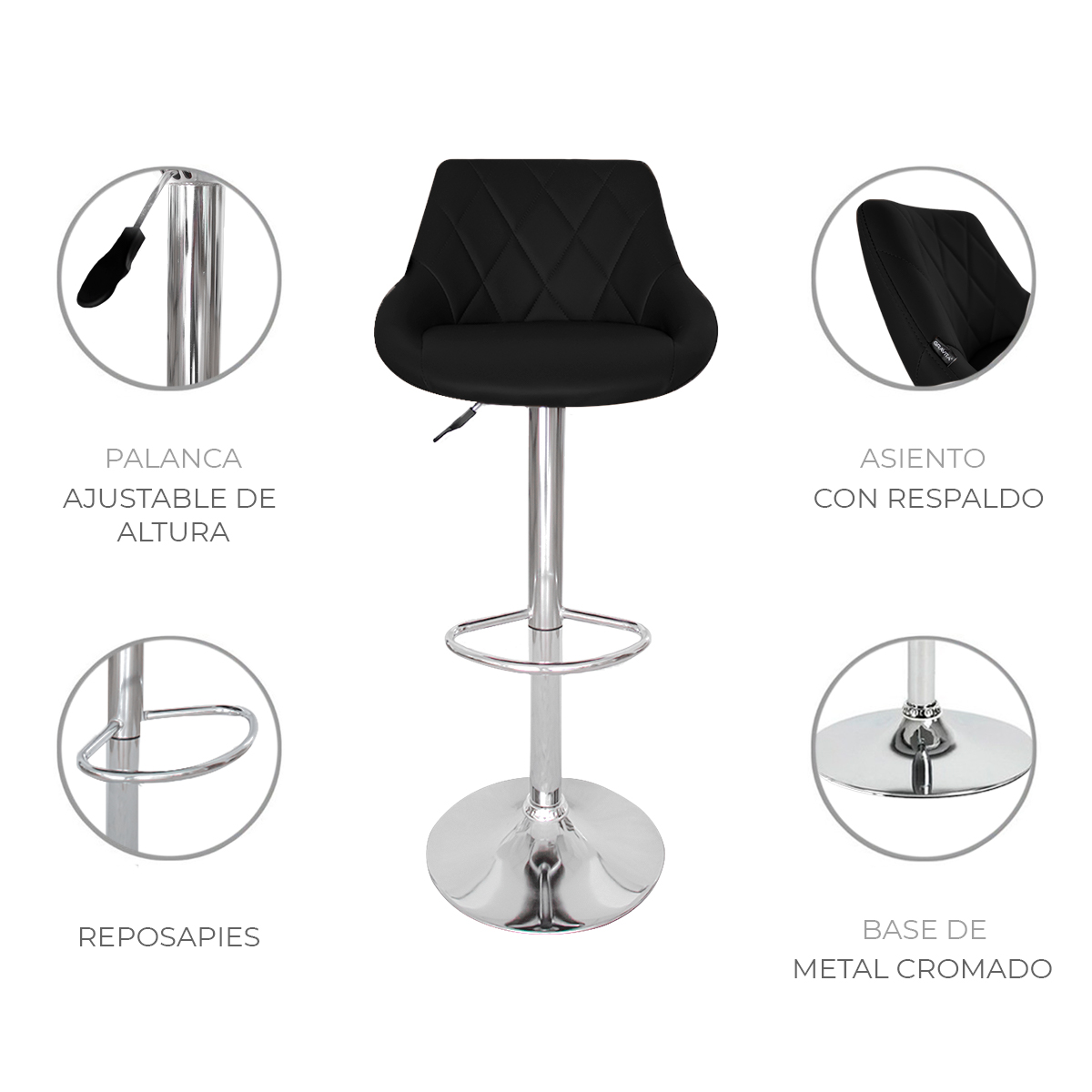 Foto 4 pulgar | Set 2 Bancos Giratorios Ajustables Para Barra, Cocina O Bar Marca Gravita