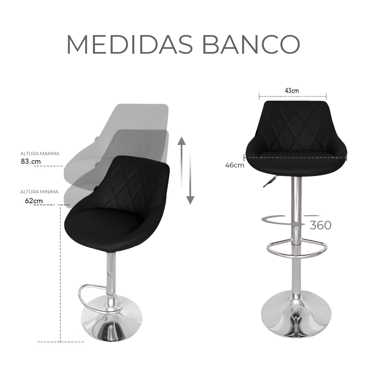Foto 6 pulgar | Set 2 Bancos Giratorios Ajustables Para Barra, Cocina O Bar Marca Gravita