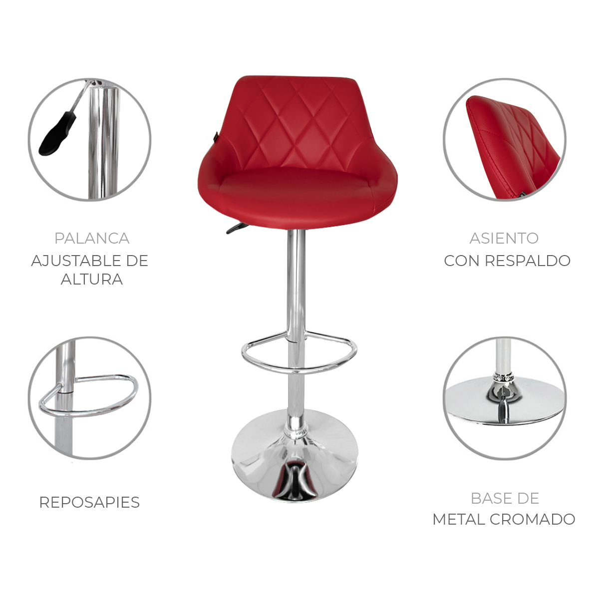 Foto 4 pulgar | Set 2 Bancos Giratorios Ajustables Para Barra, Cocina O Bar Marca Gravita