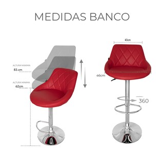 Foto 5 | Set 2 Bancos Giratorios Ajustables Para Barra, Cocina O Bar Marca Gravita