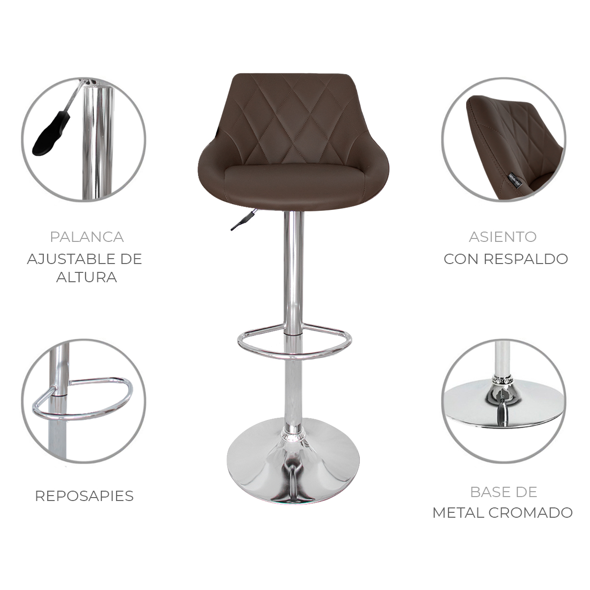 Foto 3 | Set 2 Bancos Giratorios Ajustables Para Barra, Cocina O Bar Marca Gravita