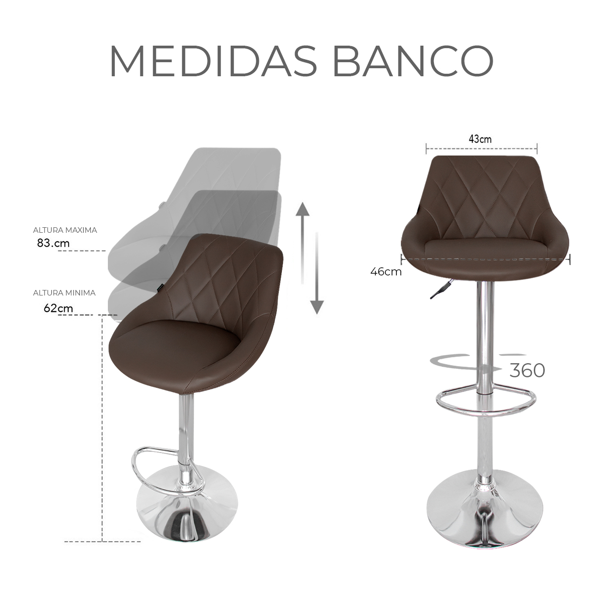 Foto 6 pulgar | Set 2 Bancos Giratorios Ajustables Para Barra, Cocina O Bar Marca Gravita