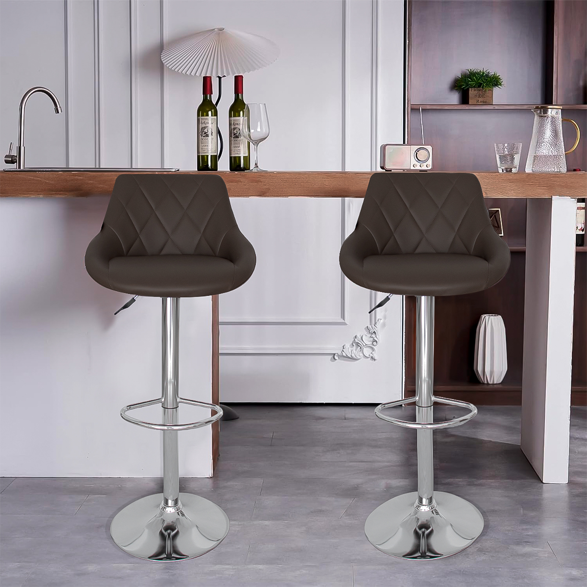 Foto 7 | Set 2 Bancos Giratorios Ajustables Para Barra, Cocina O Bar Marca Gravita