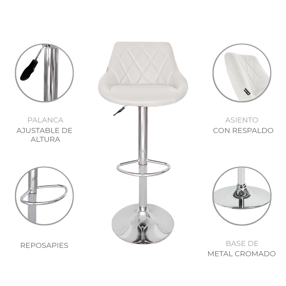 Foto 3 | Set 2 Bancos Giratorios Ajustables Para Barra, Cocina O Bar Marca Gravita