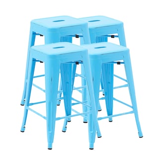 Foto 1 | Set 4 Bancos Tolix Para Barra Restaurante 60 Cm Azul