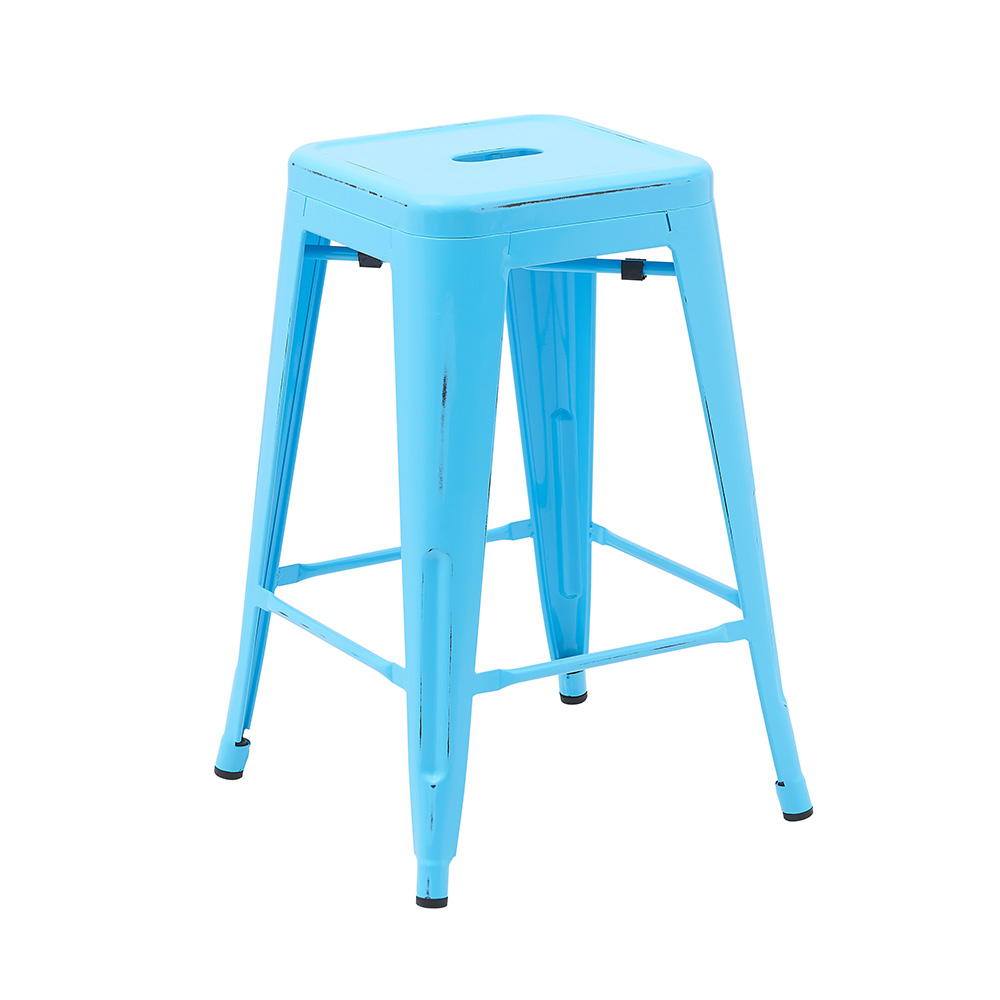 Foto 4 pulgar | Set 4 Bancos Tolix Para Barra Restaurante 60 Cm Azul