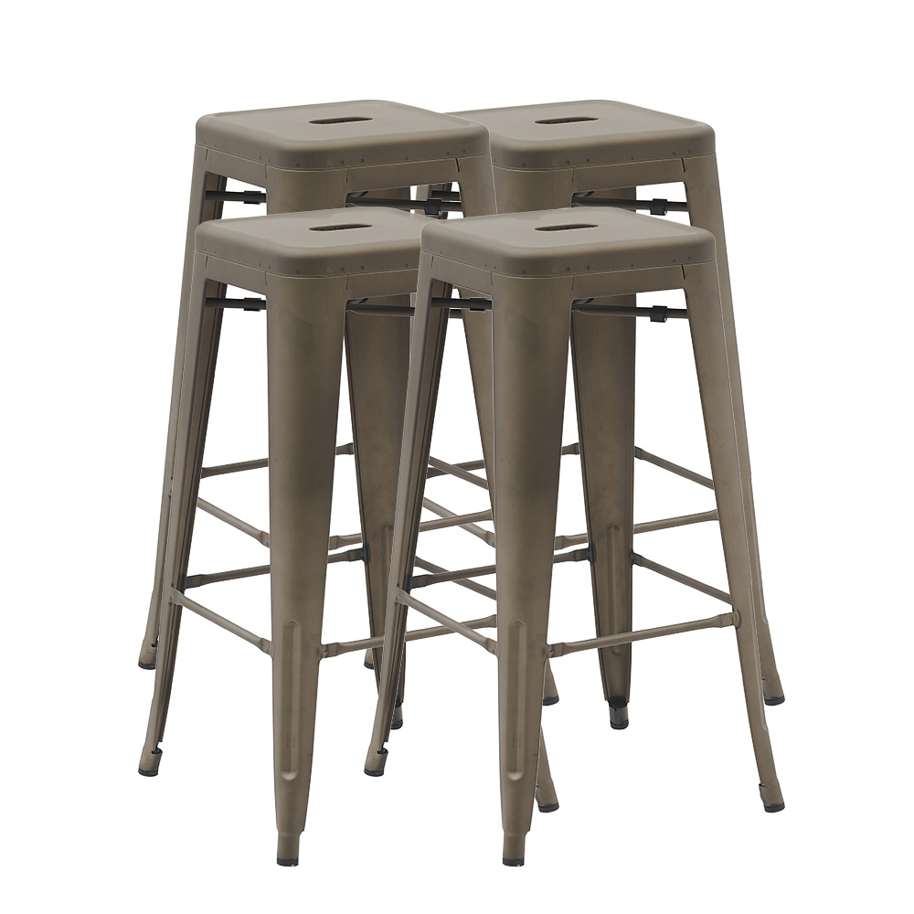 Foto 1 | Set De 4 Bancos Vintage Tolix Para Barra O Restaurantes 75cm Acabado De La Estructura Galvanizado Color Gris