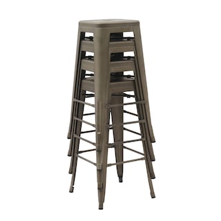 Foto 2 | Set De 4 Bancos Vintage Tolix Para Barra O Restaurantes 75cm Acabado De La Estructura Galvanizado Color Gris
