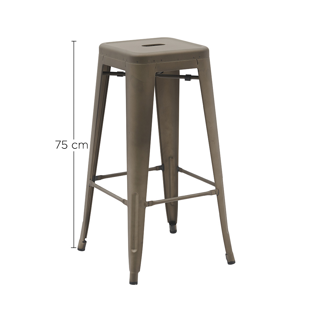 Foto 6 pulgar | Set De 4 Bancos Vintage Tolix Para Barra O Restaurantes 75cm Acabado De La Estructura Galvanizado Color Gris
