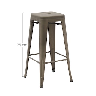 Foto 5 | Set De 4 Bancos Vintage Tolix Para Barra O Restaurantes 75cm Acabado De La Estructura Galvanizado Color Gris
