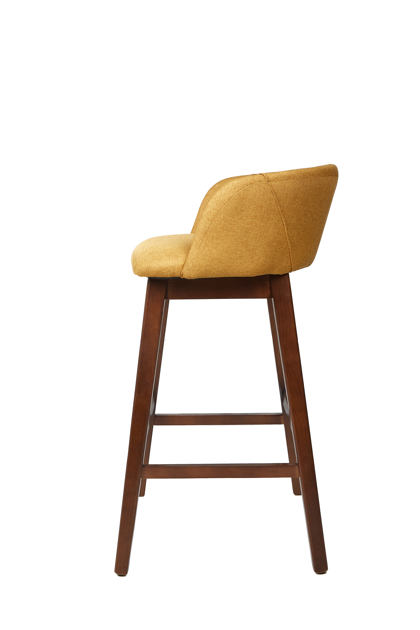 Foto 4 pulgar | Banco Alto Con Asiento Tapizado En Tela Mostaza. Estructura De Madera