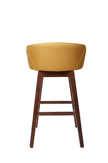 Foto 4 | Banco Alto Con Asiento Tapizado En Tela Mostaza. Estructura De Madera