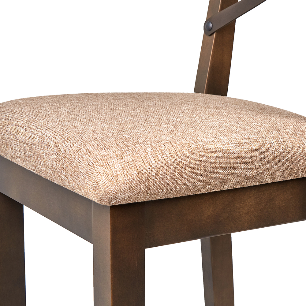 Foto 5 pulgar | Banco Alto Color Beige Y Nogal Con Asiento Acolchado Y Estructura De Madera Industrial