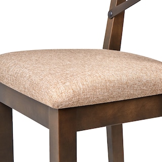 Foto 4 | Banco Alto Color Beige Y Nogal Con Asiento Acolchado Y Estructura De Madera Industrial