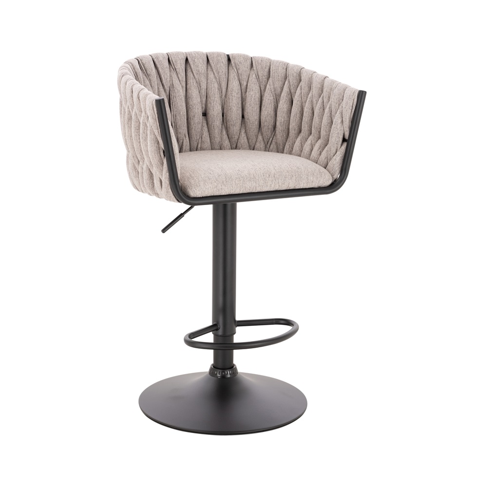 Banco Euroluce El19522 Bk Gris Linen Diseño Trenzado Giratorio