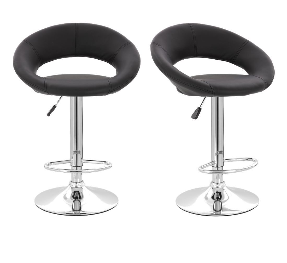Set de Bancos Euroluce Negro Pu para Barra Giratorio 2 Piezas