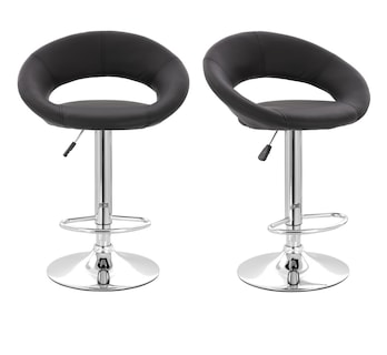 Foto 1 | Set de Bancos Euroluce Negro Pu para Barra Giratorio 2 Piezas