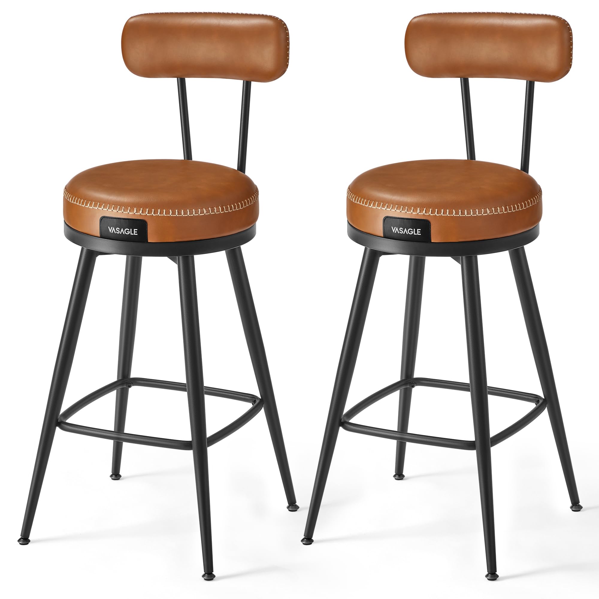 Taburetes De Bar De La Colección Vasagle Ekho, Juego De 2 Unidades, Color Marrón Caramelo