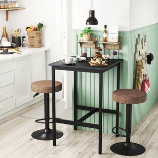 Foto 1 | Taburetes Homemake Marrón Altura Ajustable Diseño Moderno Cuero Sintético Resistente Set de 2