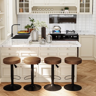 Foto 4 | Taburetes Homemake Marrón Altura Ajustable Diseño Moderno Cuero Sintético Resistente Set de 2