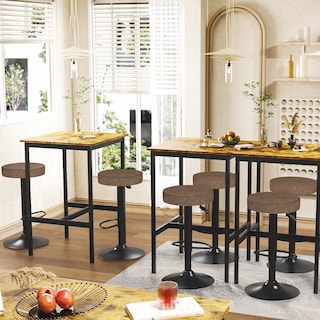 Foto 5 | Taburetes Homemake Marrón Altura Ajustable Diseño Moderno Cuero Sintético Resistente Set de 2