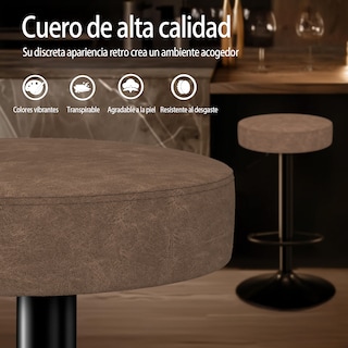 Foto 6 | Taburetes Homemake Marrón Altura Ajustable Diseño Moderno Cuero Sintético Resistente Set de 2