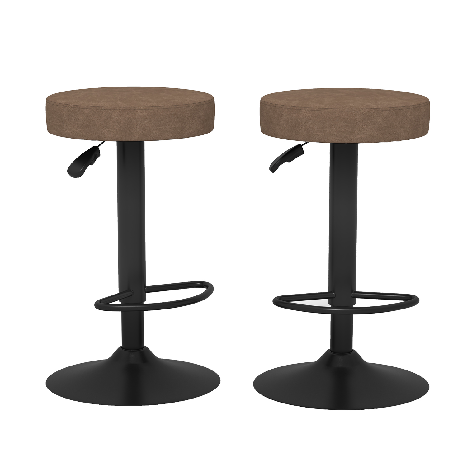 Foto 8 | Taburetes Homemake Marrón Altura Ajustable Diseño Moderno Cuero Sintético Resistente Set de 2