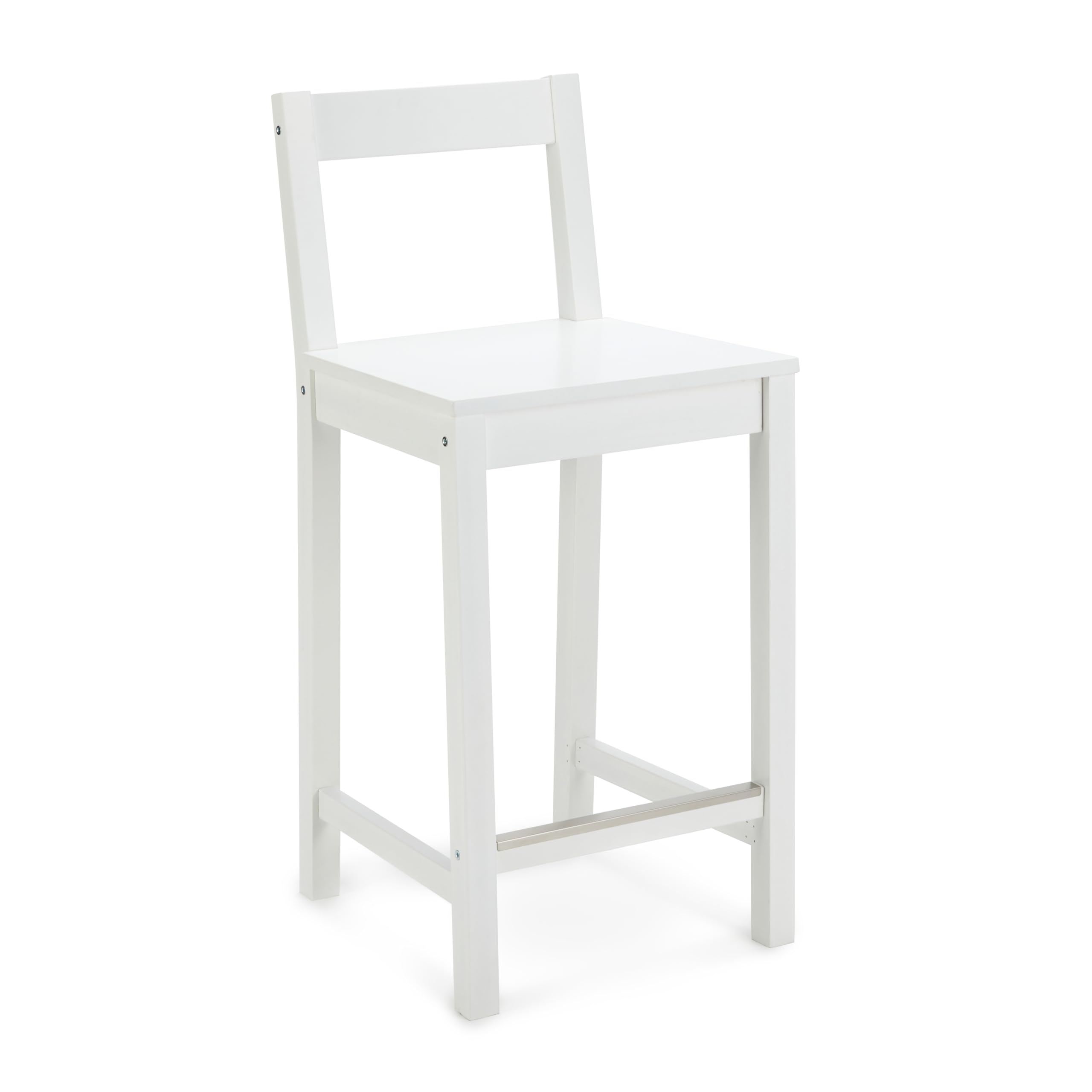 Foto 2 pulgar | Taburete De Bar Amazon Basics De Madera Con Respaldo Blanco - Venta Internacional.