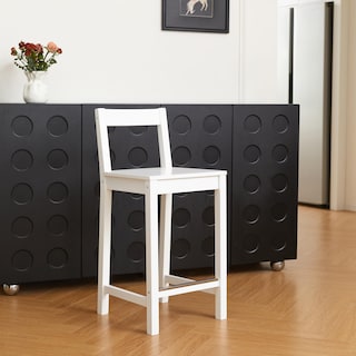 Foto 2 | Taburete De Bar Amazon Basics De Madera Con Respaldo Blanco - Venta Internacional.