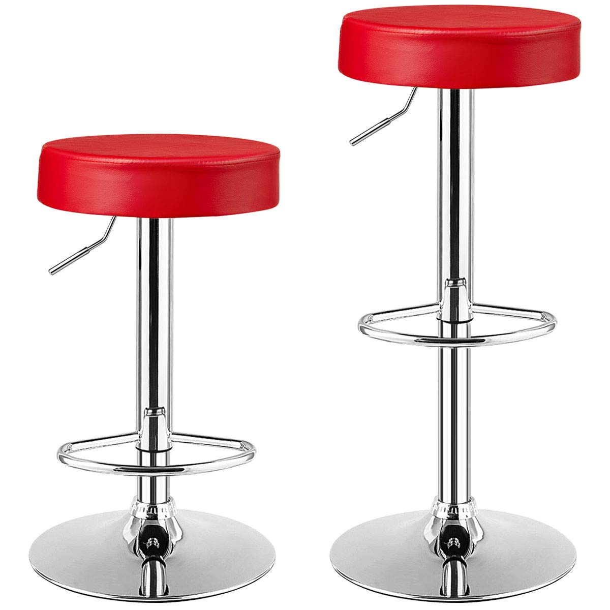 Foto 2 pulgar | Taburetes De Bar Costway, Modernos, Giratorios, Sin Respaldo, Piel Sintética, Color Rojo - Venta Internacional.