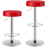 Taburetes De Bar Costway, Modernos, Giratorios, Sin Respaldo, Piel Sintética, Color Rojo - Venta Internacional.