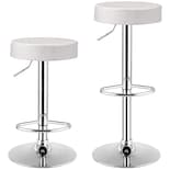 Taburetes De Bar Costway, Modernos, Giratorios, Sin Respaldo, Piel Sintética, Color Blanco - Venta Internacional.