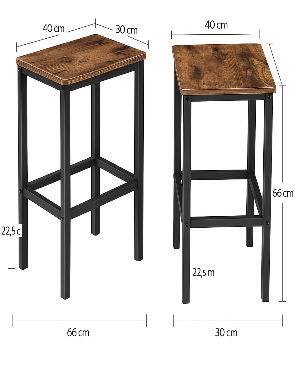 Foto 7 | Taburete De Bar Vasagle Mlbc65x De Estilo Industrial, Juego De 2, Color Marrón - Venta Internacional.