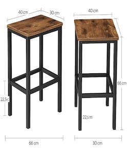 Foto 7 | Taburete De Bar Vasagle Mlbc65x De Estilo Industrial, Juego De 2, Color Marrón - Venta Internacional.