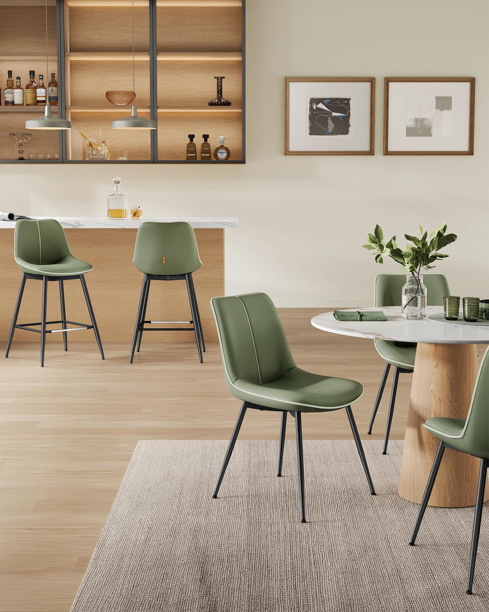 Foto 7 | Taburetes De Bar Vasagle Con Altura De Mostrador Y Respaldo, Juego De 2 Unidades, Color Verde - Venta Internacional.