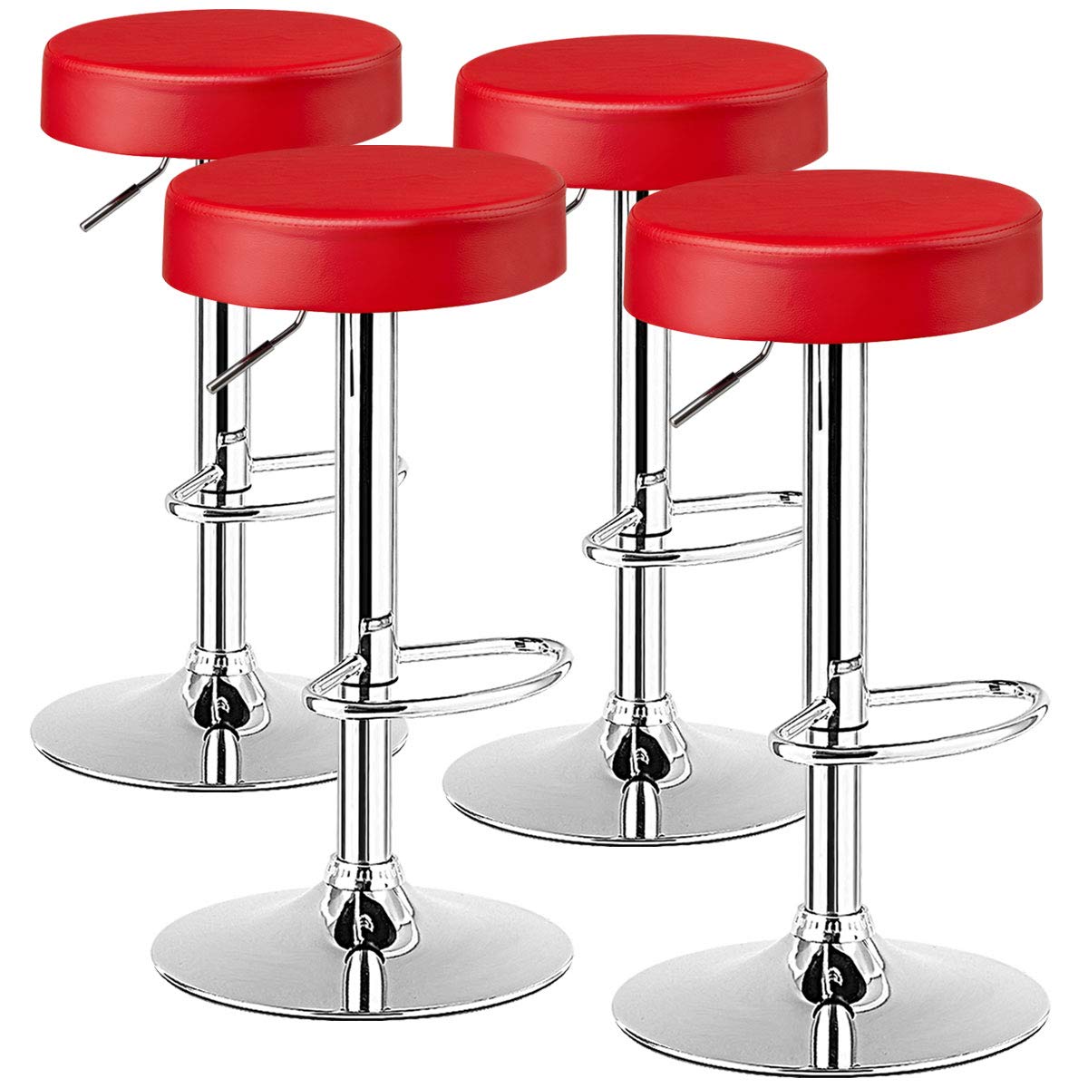 Foto 2 pulgar | Taburetes De Bar Costway, Modernos, Giratorios, Sin Respaldo, Piel Sintética, Color Rojo - Venta Internacional.
