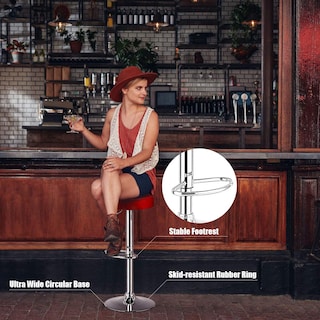 Foto 6 | Taburetes De Bar Costway, Modernos, Giratorios, Sin Respaldo, Piel Sintética, Color Rojo - Venta Internacional.