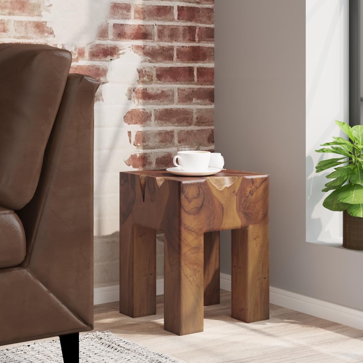 Foto 3 pulgar | Taburete Vidaxl De Madera Maciza De Teca Marrón 30x30x40 Cm - Venta Internacional.