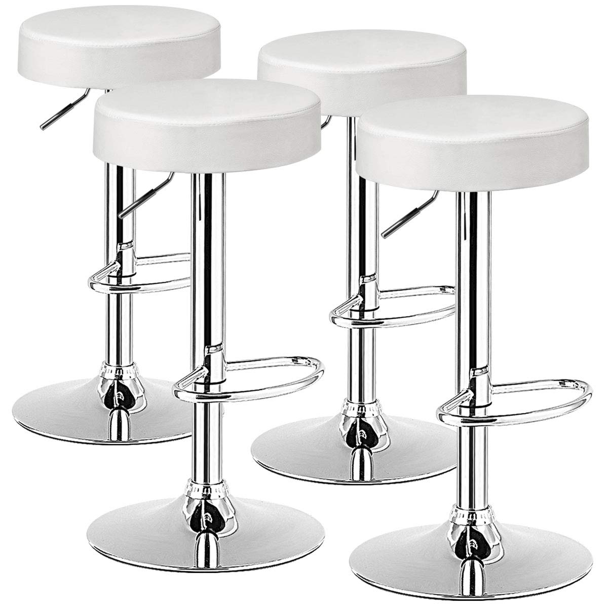 Foto 1 | Taburetes De Bar Costway, Modernos, Giratorios, Sin Respaldo, Piel Sintética, Color Blanco - Venta Internacional.