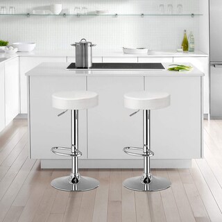 Foto 3 | Taburetes De Bar Costway, Modernos, Giratorios, Sin Respaldo, Piel Sintética, Color Blanco - Venta Internacional.